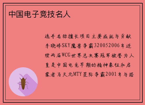 中国电子竞技名人